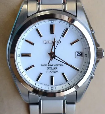 SEIKO SELECTION SBTM213 White Silver Titanium Solar Men's Watch Used Japan • $346.99