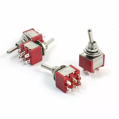 DPDT ON/OFF/ON Switching 3 Position 6 Pin Toggle Switch AC 120V 5A Red 4pcs • $10.79