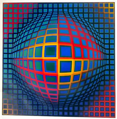 Victor Vasarely Op Art Vega-Nor Offset Lithograph Print 26 X 27 • $75