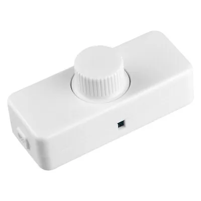 Knob Dimmer Switch ON/OFF LED Inline 220-240V Brightness Adjustable Black/White • £10.75