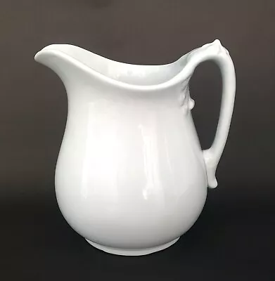 Antique White Ironstone Pitcher 8 Cups Johnson Bros Pankhurst Early Mark • $110