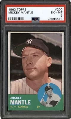 1963 Topps Baseball Vintage Mickey Mantle New York Yankees  #200 Psa 6 • $610