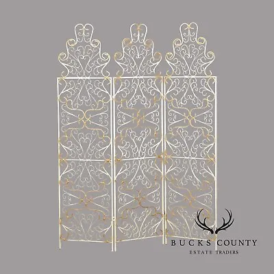 Mid Century Wrought Iron Three-Panel Folding Screen • $595