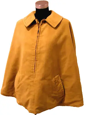 Vintage 70s EVAN-PICONE Harvest Gold Faux SUEDE CAPE Cloak Faux FUR Lined 10-12M • $25