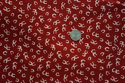 ~ Oop Vtg Michael Miller Horseshoe Red & White  Cotton Fabric  Fat Quarters ~ • $5.50