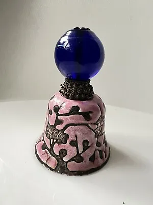 Qing Dynasty Chinese Enamel Bell Mandarin Hat Finial Cobalt Blue Peking Glass • $150