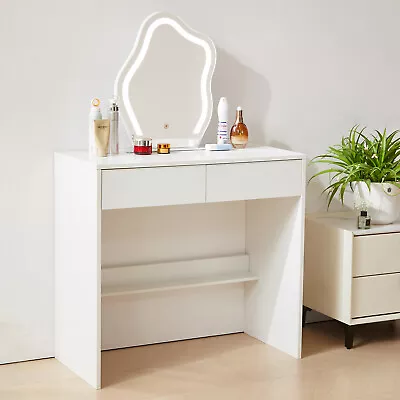 Makeup Vanity Table Set With Large LED Lighted Mirror And 2 Drawers For Bedroom • $128.88