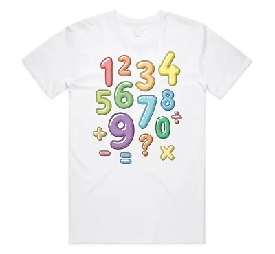 Maths Day T-shirt Tee Funny Number Symbols School Children's Kids Tee Top • £11.99