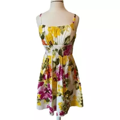 B.Smart Romantic Boho Colorful Floral A-line Cotton/Spandex Mini Dress Size 10 • $21