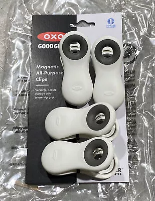 OXO Good Grips Magnetic All-Purpose Clip 4 White Strong Kitchen Bag Clip New • $17