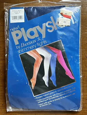 Danskin Playskin SHIMMERY SIZE A NAVY BLUE Antron Nylon Vintage 1984 Tights • $9.89