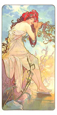 Summer Alphonse Mucha Season Allegory Woman Pond Painting Poster Art Print • $21.99