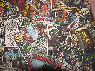 Monster Comic Book Print 100% Cotton Fabric 16 Wide 63 In Long  Vintage Horror  • $19.99