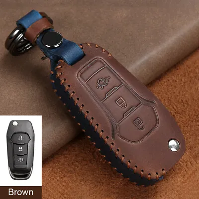 $28.26 • Buy Leather Flip Key Case Cover Remote Fob For Ford Explorer F-150 F250 F-350 Fiesta