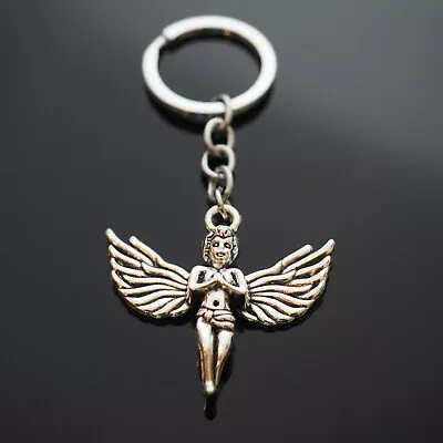 Male Man Boy Angel With Wings Vintage Silver Charm Pendant Keychain Key Chain • $6.99