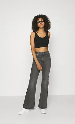 Womens Levi's 70's Flare Jeans In Washed Black W2627282829 L32 High Waist • £39.90