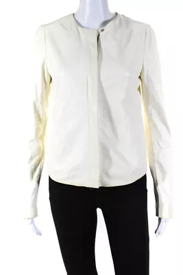 Vince Women's Leather Moto Jacket Off White Size S LL19LL • $19.99
