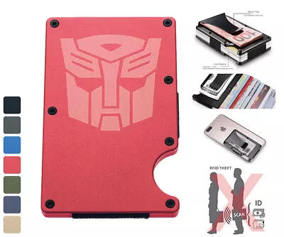 Transformers Autobot RFID Blocking Wallet Money Clip Men Credit Card Holder • $19.54