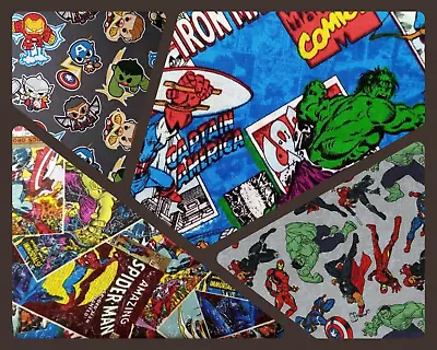 Marvel Heroes Licenced Fabric FQ & 1/2m 100% Cotton Comic Book Kawii Line Art • £3.55