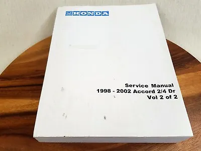 Honda Service Manual 1998-2002 Accord 2/4 DR Vol 2 Of 2 • $65.02