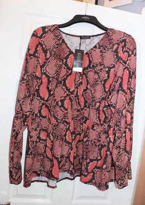 £10 • Buy Pink Clove Snakeskin Blouse Size 26 - Black/Brown/Orange Multicoloured - BNWT