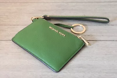 Michael Kors Jet Set Small Coin Pouch Id Holder Wallet Wristlet Green Palm • $7.27