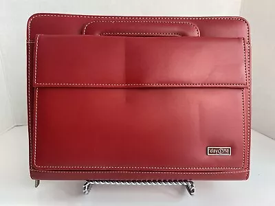 Franklin Covey Day One Planner Binder Red Faux Leather Handles Inserts VTG • $25