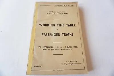 £150 • Buy 1955 Scottish Region Railway Working Timetable Section A B C D E F