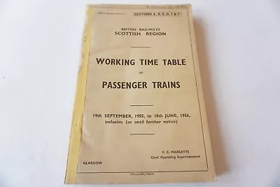 £150 • Buy 1955 Scottish Region Railway Working Timetable Section A B C D E F