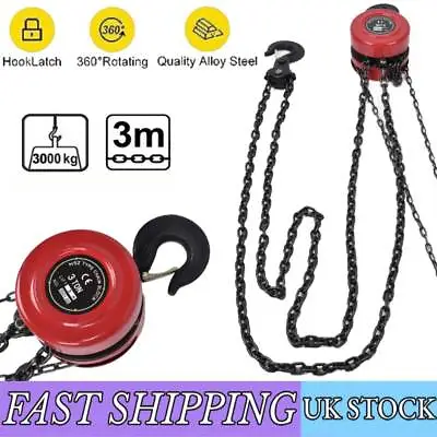 Ratchet Chain Hoist Chain Block Hoist 6000lbs/3ton Manual Chain Block W/ 3m UK • £60.89