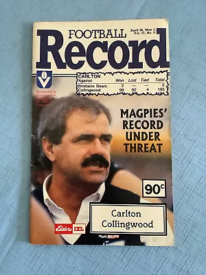 $8.95 • Buy VFL Football Record 1988 Carlton V Collingwood
