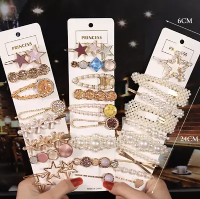 $5.24 • Buy Girls Hair Clips Slide Snaps Accessories Women Pearl Gold Leopard Wedding Flower