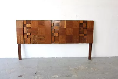 Mid-Century Brutalist Lane Staccato Walnut  King Headboard • $1950