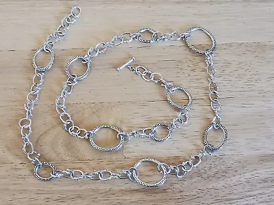 Michael Dawkins Sterling Silver Large Oval Link NECKLACE ~ 36  W/ Toggle Clasp • $145