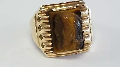 Vintage  Solid 10 K Gold Double Cameo Large  Ring Size 13. Lot # 6334 • $559