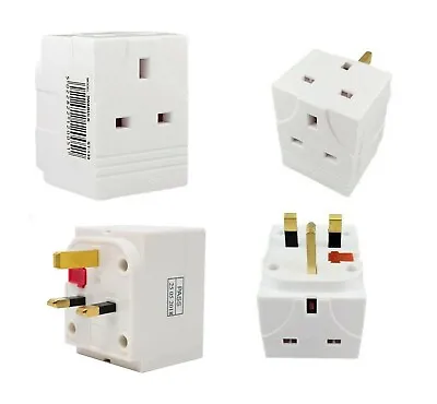 3 Way Mains Socket Adaptor Multi Plug Fused Adapter Uk 240v 13a. • £5.89