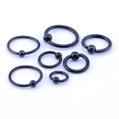 BCR Ball Closure Captive Ring Lip Nose Ear Tragus Septum Ring BLACK • £1.69