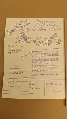 Vtg 1958 Wisconin Sports Car Club WSCC Photographique Registration Form • $9.99