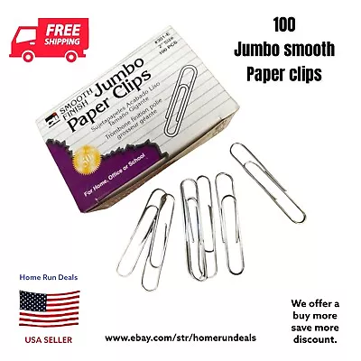 CLI Smooth Finish Paper Clips Wire Metal #301E  2” For Large Jobs Qty 100 Ea • $7.49