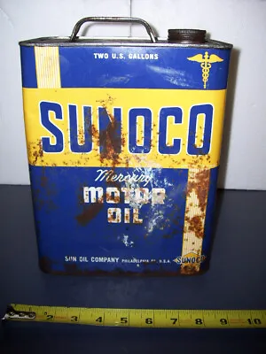 Vintage 2 Gallon  Sunoco Mercury Motor Oil Can - Great Collectable • $25