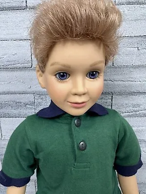 1997 My Twinn Boy Doll Blonde Hair Light Eyes Posable Green Shirt Jeans Belt 22  • $110