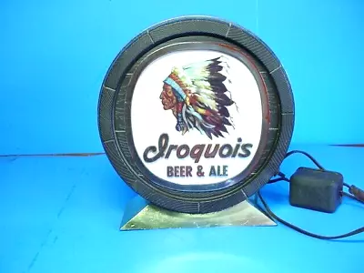 Vintage Rare IROQUOIS BEER & ALE Light - Up  Drum   Sign W/ Indian In Headdress • $135.07