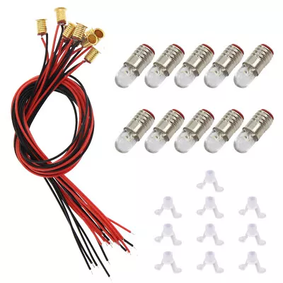 10 Sets Warm White 4.5mm Screw Bulb With Stand Base E5 E5.5 Leds 12V E505WMT • £8.99