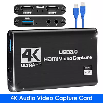 4K Capture Card USB 3.0 HDMI Video Capture For Nintendo Switch PS4 Xbox PC DSLR • £18.99