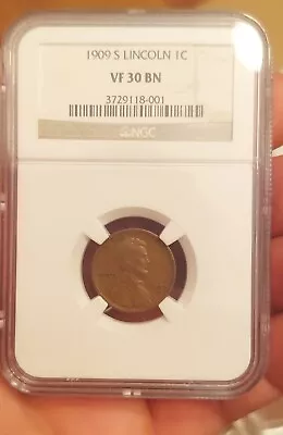 1909-s Lincoln Wheat Cent Ngc Vf-30 Bn  *key Date* • $81