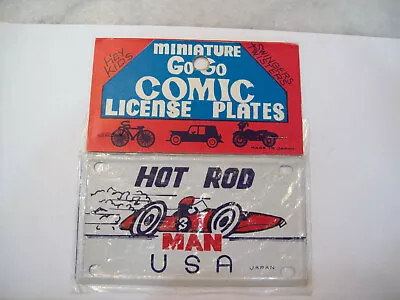 1960's VTG MINIATURE 4  COMIC LICENSE PLATE   HOT ROD MAN  Made In Japan • $24.99