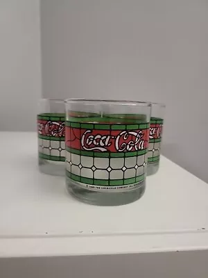Coca Cola Vintage (1999) Stained Small Drinking Glass With Coca-Cola Trademark • $30