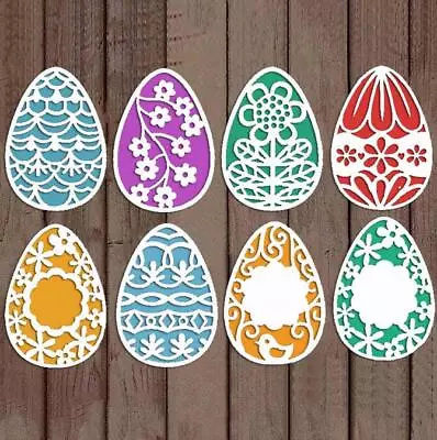 8pcs Eggs With Patterns Metal Cutting Dies DIY Scrapbook Die Cards Decorative  • £4.16