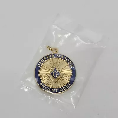 Masionic  Georgia Masons Ancient Light  Pendant Gold Blue Sealed • $19.03
