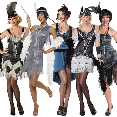 Ladies Vintage Flapper Costume Silver Tassel Charleston Fancy Dress Hen Party • £19.99